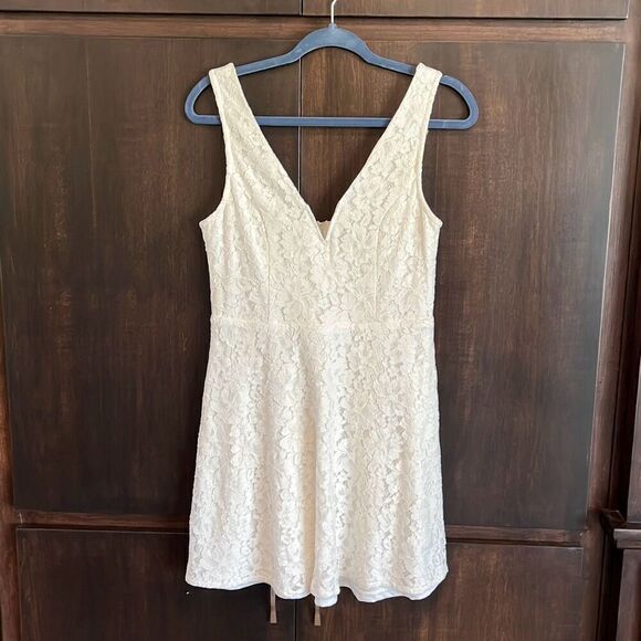 Lulus Declaring My Love White Lace Skater Dress Large - Picture 2 of 7